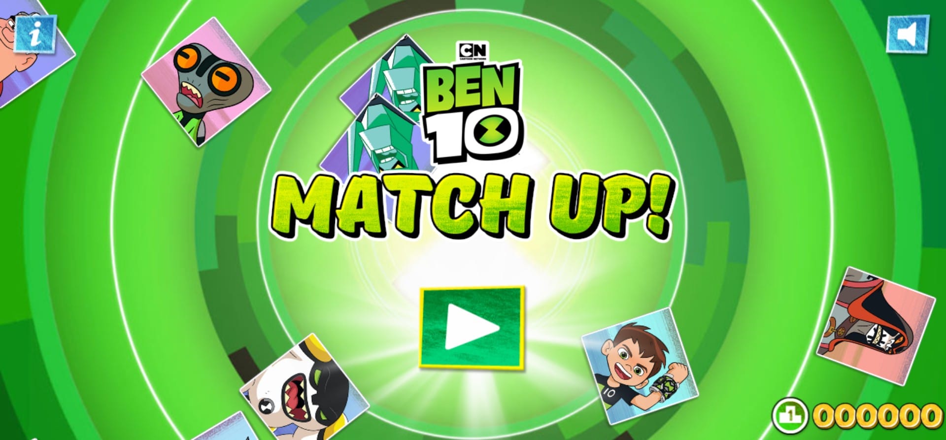 Ben 10 Match Up - Cartoon Network Memory Puzzle: The Ancient Power Quest