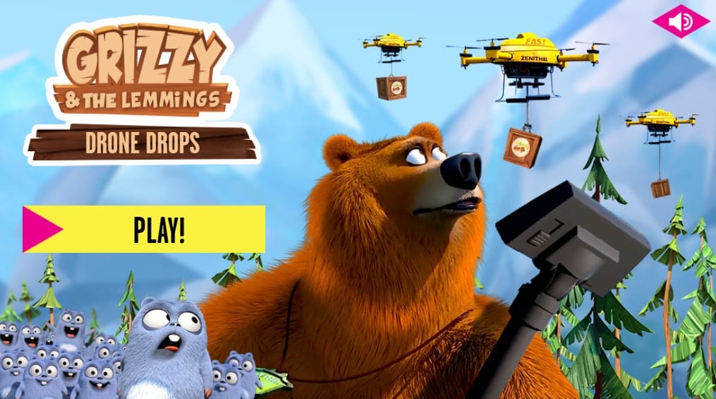 Grizzy and the Lemmings Drone Drops: Retro Pixel Adventure