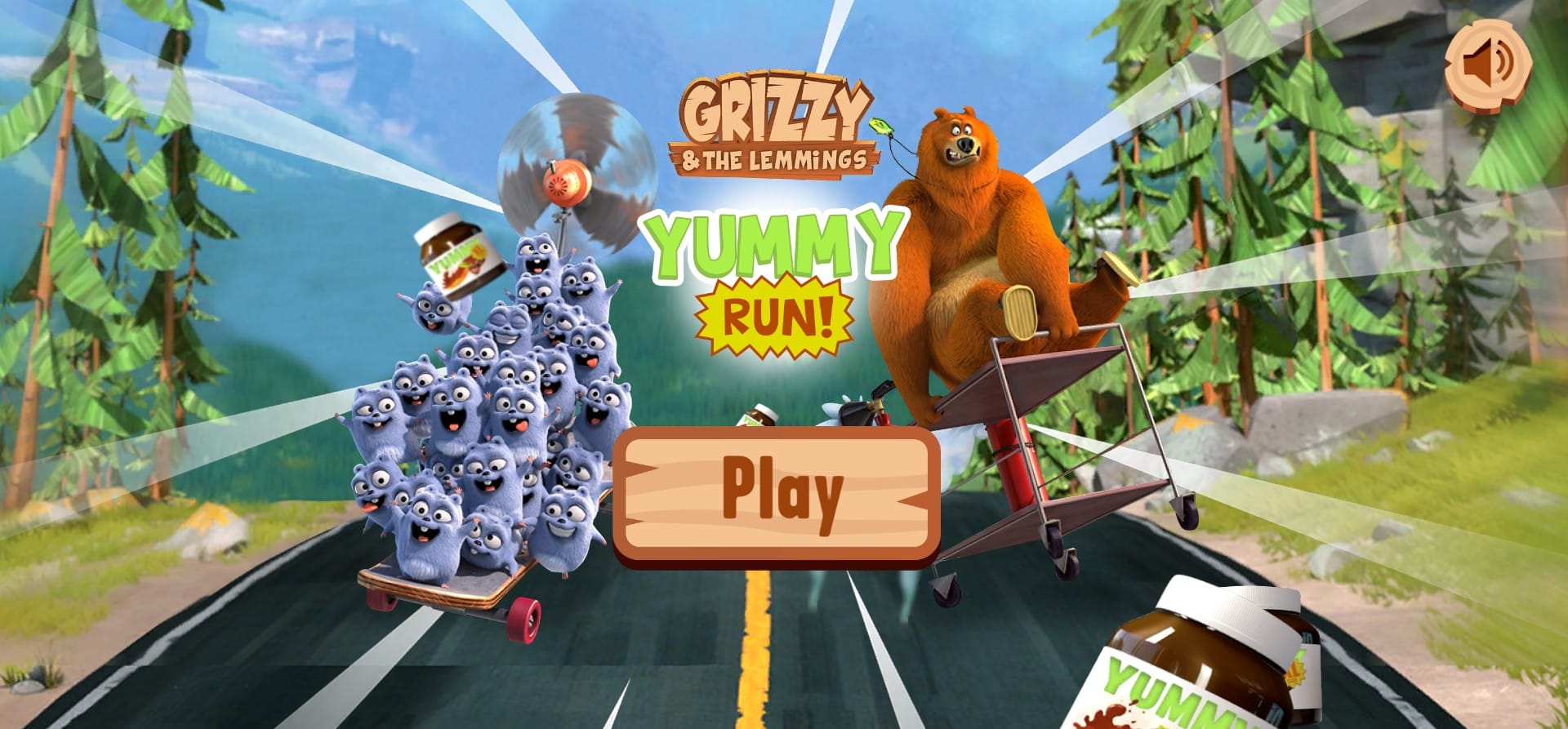 Grizzy and the Lemmings Yummy Run - Online: The Ancient Power Quest